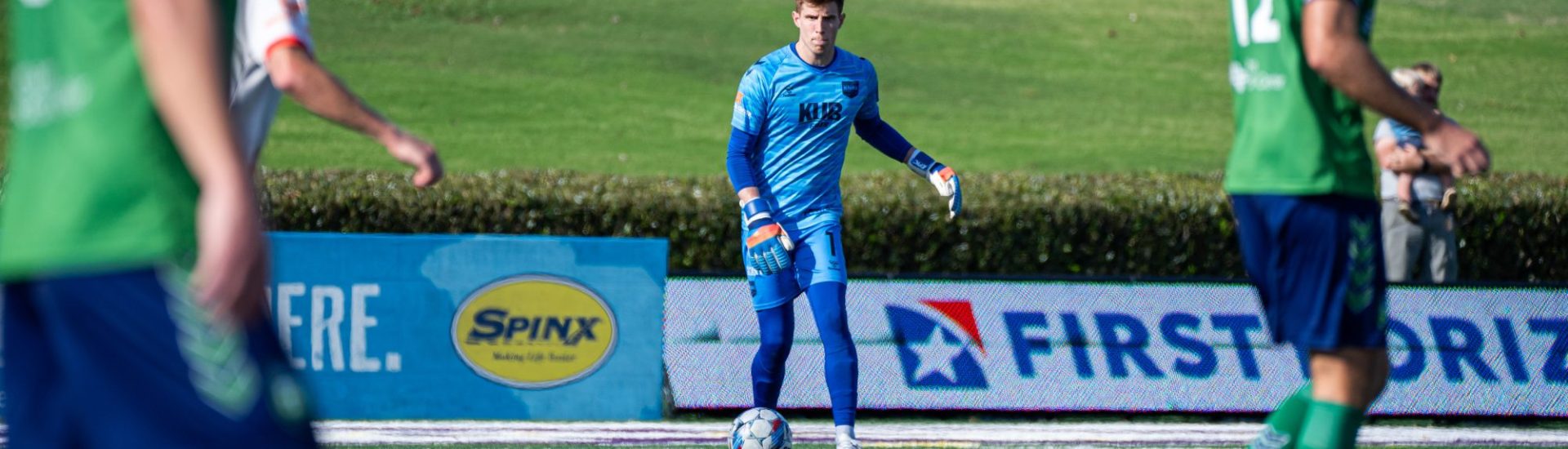 Sean Lewis, 2024 USL 1 Goalkeeper of the Year, in goal against the Greenville Triumph
